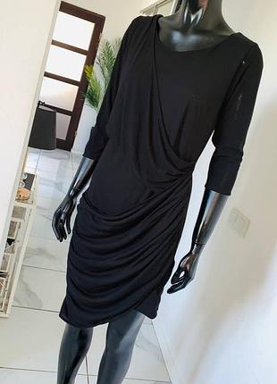Черное платье river island с драпировкой, размер uk 14 (l)
