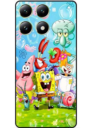 Силиконовый чехол бампер для xiaomi 14t с рисунком губка боб 8