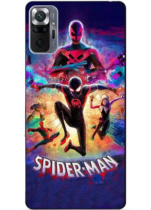 Силиконовый бампер чехол для xiaomi redmi note 10 pro spider man человек паук майлз моралес