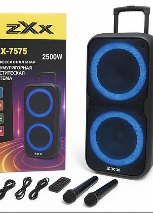 Акустична переносна колонка zxx-7575 300 вт акумуляторна з мікрофонами 80х39х33 см