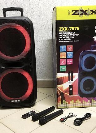 Акустична переносна колонка zxx-7575 300 вт акумуляторна з