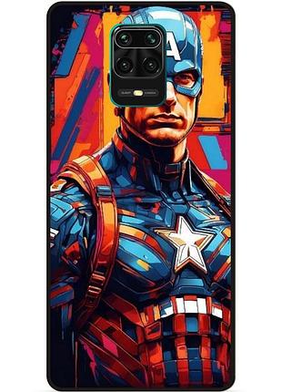 Чехол силиконовый бампер для xiaomi redmi note 9s с рисунком капитан америка marvel captain america