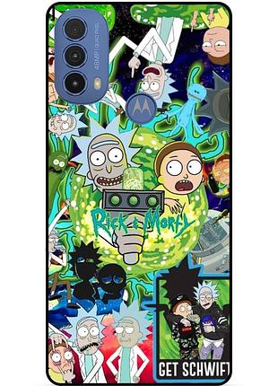 Силиконовый бампер чехол для motorola moto e40 с рисунком rick and morty рик и морти