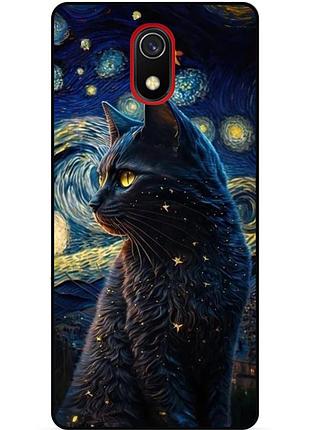 Силиконовый бампер чехол для xiaomi redmi 8a с рисунком кошечка ван гог звездная ночь