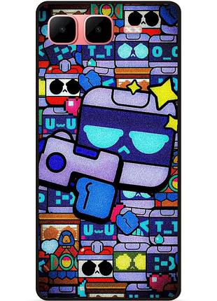 Силиконовый бампер чехол для infinix smart 10 plus стикеры 8-бит бравл 8-bit brawl