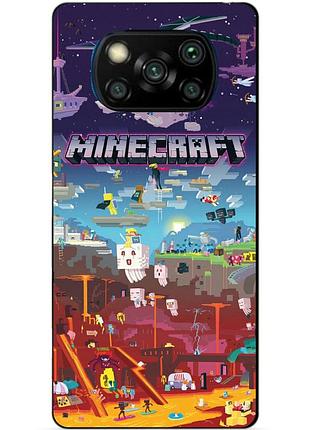 Силиконовый бампер чехол для xiaomi poco x3 игра minecraft майнкрафт
