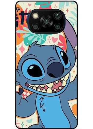 Силиконовый бампер чехол для xiaomi poco x3 с рисунком stitch стич