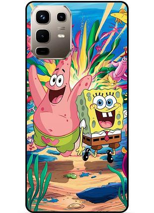 Силиконовый бампер чехол для infinix note 50 pro (x6855) с картинкой sponge bob губка боб