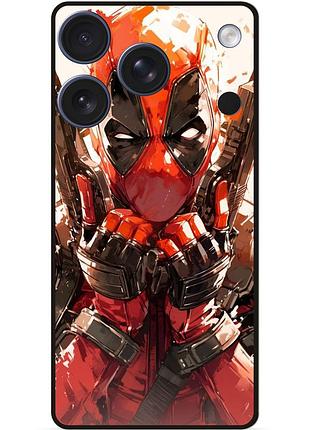Силиконовый бампер чехол для iphone 17 pro max с рисунком дэдпул deadpool
