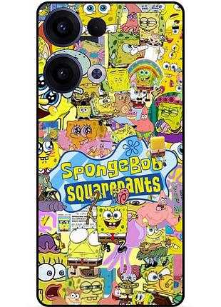 Силиконовый чехол бампер для oppo reno 13 с рисунком sponge bob губка боб