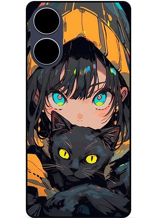 Силіконовий бампер чохол для oppo a38 з малюнком котик аніме