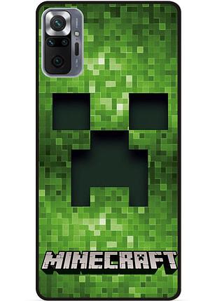 Силиконовый чехол бампер для xiaomi redmi note 10 pro с рисунком крипер minecraft майнкрафт