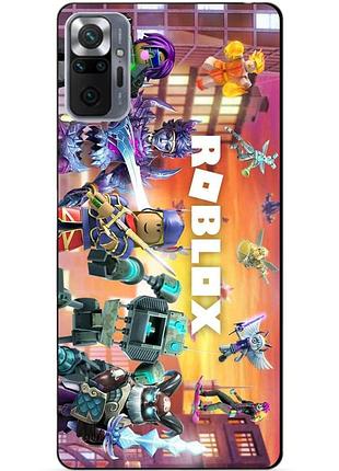 Силиконовый бампер чехол для xiaomi redmi note 10 pro с картинкой роблокс roblox