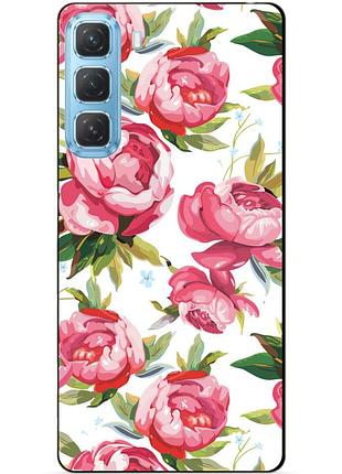 Чехол силиконовый бампер для infinix hot 60 pro (x6885) с рисунком пионы цветы