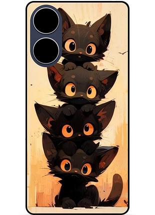 Силиконовый бампер чехол для oppo a60 с рисунком котики