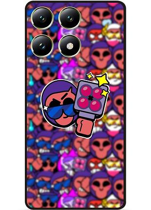 Силиконовый бампер чехол для xiaomi 14t стикеры бравл брок brawl