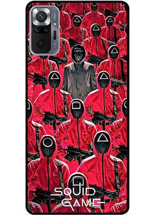 Силиконовый чехол бампер для xiaomi redmi note 10 pro с картинкой игра в кальмара