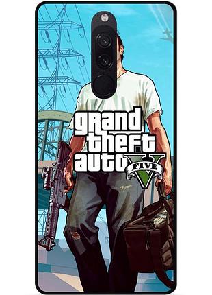 Силиконовый чехол бампер для xiaomi redmi 8 с рисунком гта gta