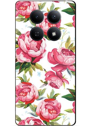Чехол силиконовый бампер для xiaomi redmi note 15 pro 4g с рисунком пионы цветы