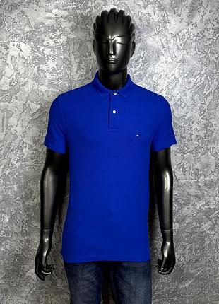 Tommy hilfiger slim fit поло футболка xl размер спортивная синяя