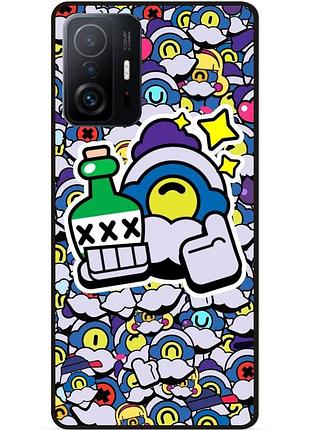 Силіконовий чохол бампер для xiaomi 11t стікери бравл барли brawl