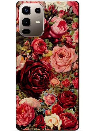 Чехол силиконовый бампер для infinix note 50 pro (x6855) с рисунком красные розы цветы