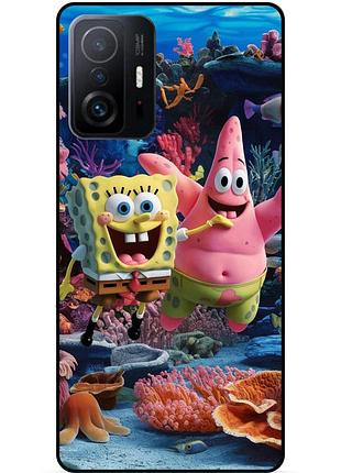 Силиконовый бампер чехол для xiaomi 11t pro с рисунком sponge bob губка боб