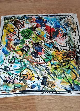Колекційна вінтажна шовкова хустка по мотивам картин jean tinguely, швейцарія