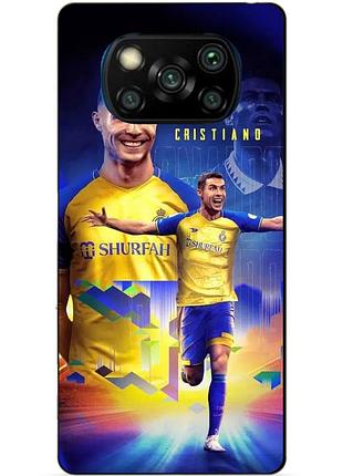 Силиконовый бампер чехол для xiaomi poco x3 с рисунком роналдо аль наср ronaldo