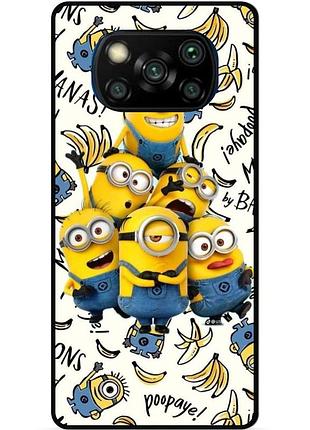 Силиконовый бампер чехол для xiaomi poco x3 с рисунком minion миньоны