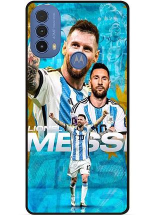Силиконовый бампер чехол для motorola moto e40 с рисунком messi месси