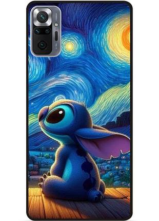 Силиконовый бампер чехол для xiaomi redmi note 10 pro stitch лило и стич
