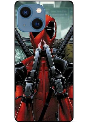Силиконовый бампер чехол для iphone 13 mini с рисунком deadpool дэдпул