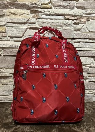 Червоний жіночий рюкзак u.s. polo assn. оригінал міський