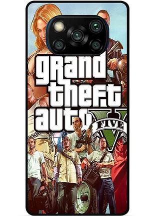 Чехол силиконовый бампер для xiaomi poco x3 с рисунком гта gta