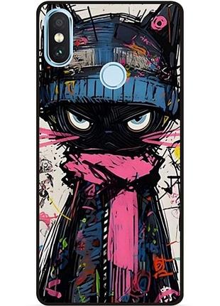 Силіконовий бампер чохол для xiaomi redmi note 6 pro з малюнком кот аниме marvel