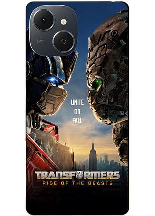 Силиконовый чехол бампер для tecno spark 40c с рисунком звероботы трансформеры transformers