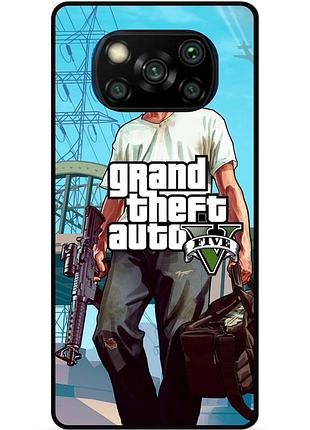 Силиконовый чехол бампер для xiaomi poco x3 с рисунком гта gta