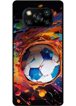 Силиконовый чехол бампер для xiaomi poco x3 с рисунком футбол мяч