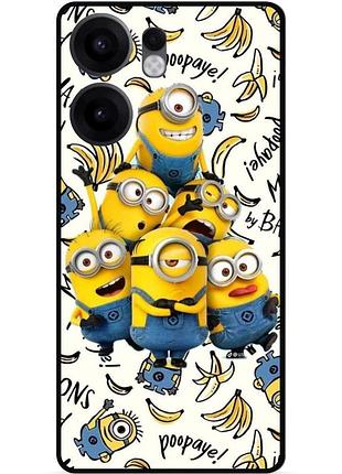Силиконовый бампер чехол для oppo reno 13f с рисунком minion миньоны