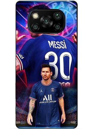 Силиконовый бампер чехол для xiaomi poco x3 с рисунком месси псж messi