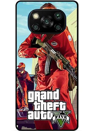 Силиконовый чехол бампер для xiaomi poco x3 с картинкой gta гта