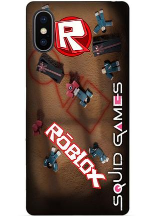 Силіконовий чохол бампер для iphone xs max з малюнком roblox гра в кальмара роблокс