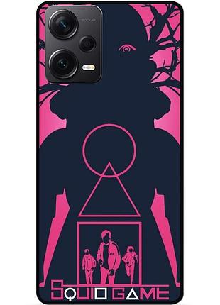 Силиконовый чехол бампер для xiaomi redmi note 12 pro plus игра в кальмара squid game