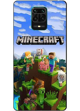 Силиконовый бампер чехол для xiaomi redmi note 9s с рисунком minecraft майнкрафт