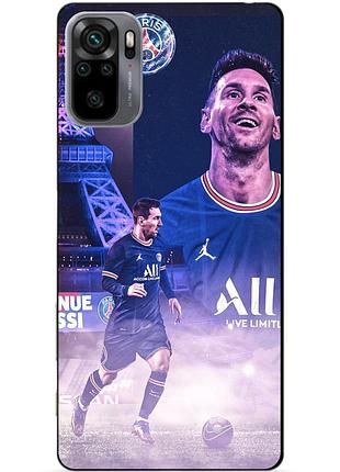Силиконовый бампер чехол для xiaomi redmi note 10s с рисунком messi psg месси