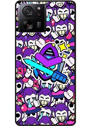 Силиконовый бампер чехол для xiaomi 13t стикеры бравл мортис brawl