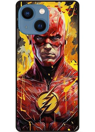 Чехол силиконовый бампер для iphone 14 с рисунком flash marvel человек молния