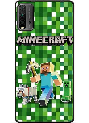 Силіконовий чохол бампер для xiaomi redmi 9t стів minecraft кріпер майнкрафт