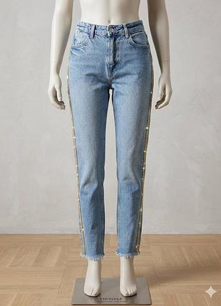Женские голубые джинсы мом. бренд zara